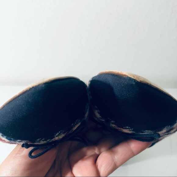 JCREW GEMMA CAP-TOE FLATS IN TWEED IVORY BURGUNDY NAVY SHOES.SIZE 8 - Picture 6 of 10